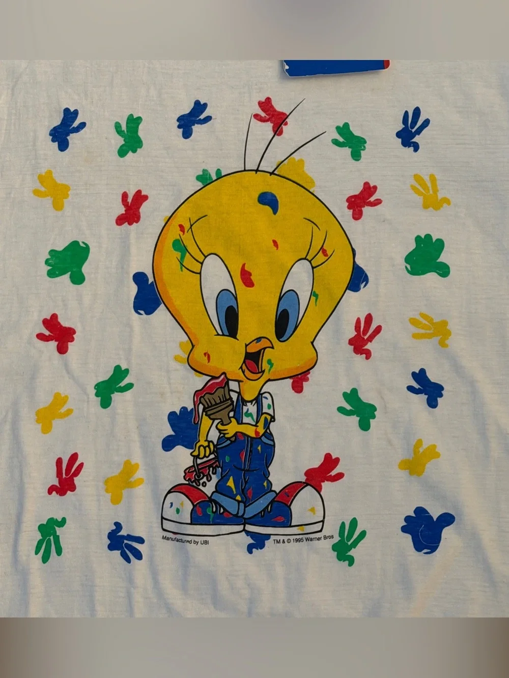 Vintage 90s Looney Tunes Tweety Bird Paint Splatter T-Shirt NWT